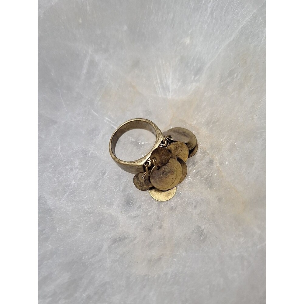 Vintage Bronze Statement Disc Dangle Ring
